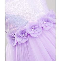 Babyhug Woven Sleeveless Fit & Flare Gown with Corsage & Sequin Detailing - Lavender