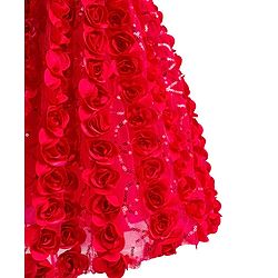Babyhug Mesh Woven Sleeveless Party Dress With Floral Corsage & Bow Applique - Fuchsia