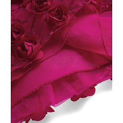 Babyhug Mesh Woven Sleeveless Party Dress With Floral Corsage & Bow Applique - Fuchsia