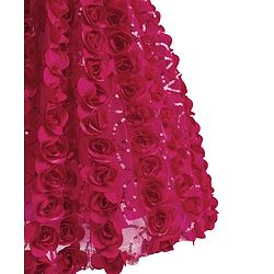 Babyhug Mesh Woven Sleeveless Party Dress With Floral Corsage & Bow Applique - Fuchsia