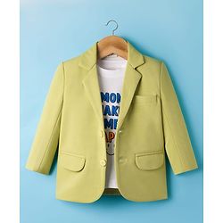 Babyhug Cotton Knit Full Sleeves Party Blazer With T-Shirt - Light Green