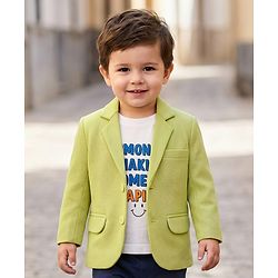Babyhug Cotton Knit Full Sleeves Party Blazer With T-Shirt - Light Green