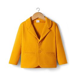 Babyhug Knit Full Sleeves Solid Colour Blazer -  Mustard