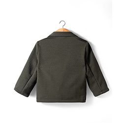 Babyhug Knit Full Sleeves Solid Color Party Blazer - Olive Green