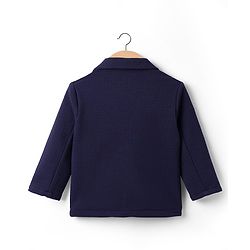 Babyhug Knit Full Sleeves Solid Color Party Wear Blazer - Navy Blue
