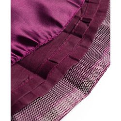 Babyhug Mesh Woven Half Puffed Sleeves Fit and Flare Party Dress With Glitter & Floral Applique - Wine