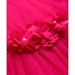 Babyhug Woven Frill Sleeves Party Dress with Corsage - Fuchsia