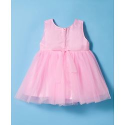 Babyhug Woven Sleeveless Party Dress with Sequin Detailing - Pink