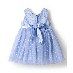 Babyhug Woven Sleeveless Swiss Dot Party Dress with Bow Applique &