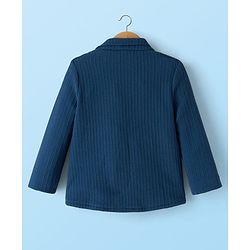 Babyhug Cotton Knit Full Sleeves Solid Party Blazer With Printed Inner Tee - Teal Blue