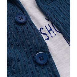 Babyhug Cotton Knit Full Sleeves Solid Party Blazer With Printed Inner Tee - Teal Blue