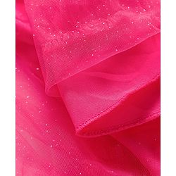 Babyhug Mesh Woven Frill Sleeves Party Dress With Glitter Print - Red