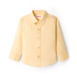 Babyhug Cotton Woven Full Sleeves Solid Color Party Shirt With Bow - Yellow