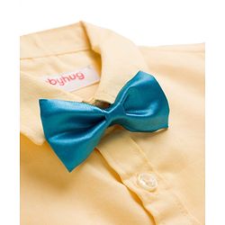 Babyhug Cotton Woven Full Sleeves Solid Color Party Shirt With Bow - Yellow