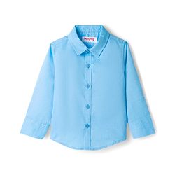 Babyhug Cotton Woven Full Sleeves Solid Color Party Shirt With Bow - Blue