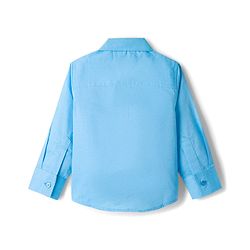 Babyhug Cotton Woven Full Sleeves Solid Color Party Shirt With Bow - Blue