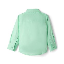 Babyhug Cotton Woven Full Sleeves Solid Color Party Shirt With Bow - Light Green