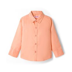 Babyhug Cotton Woven Full Sleeves Solid Color Party Shirt With Bow - Orange