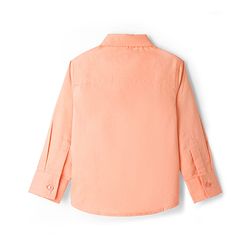 Babyhug Cotton Woven Full Sleeves Solid Color Party Shirt With Bow - Orange