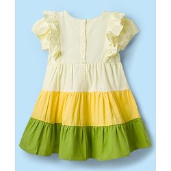 Babyhug Cotton Woven Half Sleeves Color Blocked Frock - Multicolor
