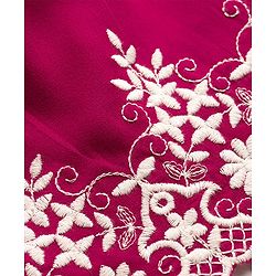 Babyhug Woven Half Sleeves Top With Floral Embroidery - Maroon