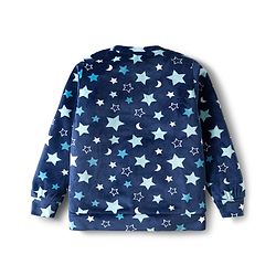 Babyhug Velour Woven Full Sleeves Co-ords Winter Wear Suit with Star Print - Navy Blue