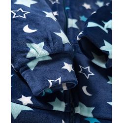 Babyhug Velour Woven Full Sleeves Co-ords Winter Wear Suit with Star Print - Navy Blue