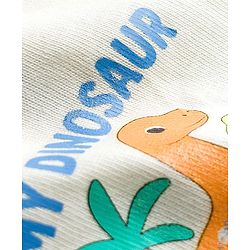 Babyhug Cotton Knit Half Sleeves T-Shirt with Front & Back Dino Print - Cream