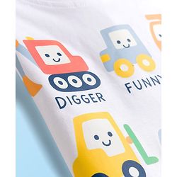 Babyhug Cotton Knit Half Sleeves T-Shirt with Vehicle Print - White