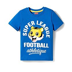 Babyhug Cotton Knit Half Sleeves T-Shirt with Football Print - Navy Blue