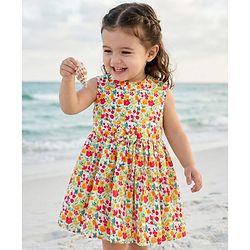 Babyhug Cotton Woven Sleeveless Floral Printed Frock -  Multicolour