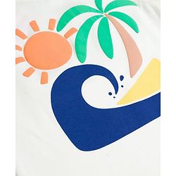 Babyhug Cotton Knit Sleeveless Tank T-Shirt with Beach Theme Graphics - Multicolor