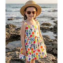 Babyhug Cotton Woven Sleeveless Floral Printed Frock - Multicolour