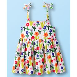Babyhug Cotton Woven Sleeveless Floral Printed Frock - Multicolour