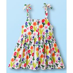 Babyhug Cotton Woven Sleeveless Floral Printed Frock - Multicolour
