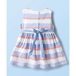 Babyhug Cotton Woven Sleeveless Striped Frock - Multicolor