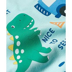 Babyhug Cotton Knit Half Sleeves T-Shirt with Vehicle & Animal Print - Aqua Blue