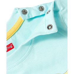 Babyhug Cotton Knit Half Sleeves T-Shirt with Vehicle & Animal Print - Aqua Blue