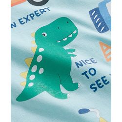 Babyhug Cotton Knit Half Sleeves T-Shirt with Vehicle & Animal Print - Aqua Blue