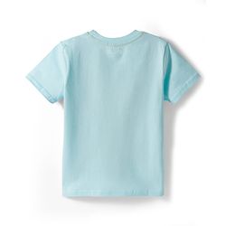 Babyhug Cotton Knit Half Sleeves T-Shirt with Vehicle & Animal Print - Aqua Blue