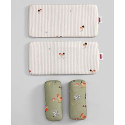 Babyhug Premium 100% Cotton Head Shaping Foam Pillow Woodland Print - Beige & Green