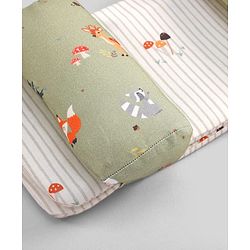 Babyhug Premium 100% Cotton Head Shaping Foam Pillow Woodland Print - Beige & Green