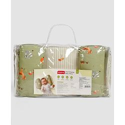 Babyhug Premium 100% Cotton Head Shaping Foam Pillow Woodland Print - Beige & Green