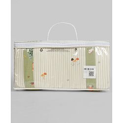 Babyhug Premium 100% Cotton Head Shaping Foam Pillow Woodland Print - Beige & Green