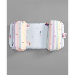 Babyhug Premium 100% Cotton Head Shaping Foam Pillow Woodland Print - Beige & Green