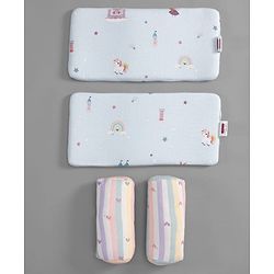 Babyhug Premium 100% Cotton Head Shaping Foam Pillow Woodland Print - Beige & Green