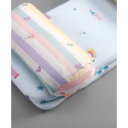 Babyhug Premium 100% Cotton Head Shaping Foam Pillow Woodland Print - Beige & Green