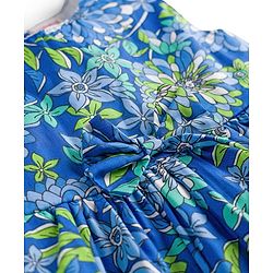 Babyhug Cotton Woven Sleeveless Frock with Floral Print & Bow -Blue