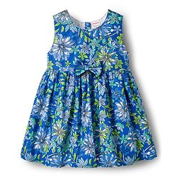 Babyhug Cotton Woven Sleeveless Frock with Floral Print & Bow -Blue