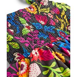 Babyhug Cotton Woven Sleeveless Floral Printed Frock with Smock Detailing - Multicolour